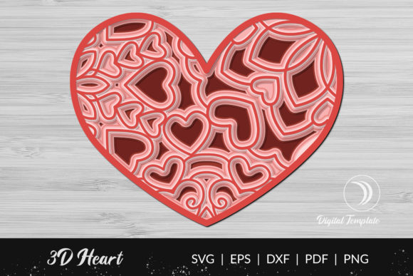 3D Layered Heart SVG: Shapes for Crafters