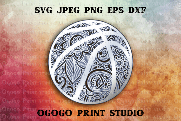 3D SVG Sports Asset: Layered Basketball Mandala