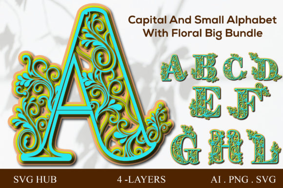 A-Z Layered Floral Alphabet: 3D SVG Shapes Review