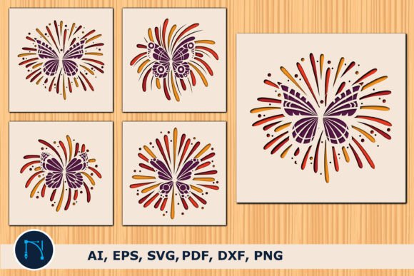 Butterfly Firework 3D SVG for Shadow Boxes