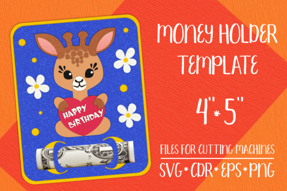 Giraffe Birthday Card Money Holder 3D SVG Shapes