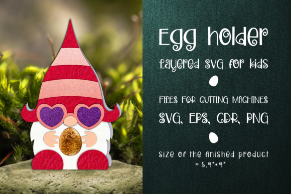 Gnome Egg Holder Valentine Template: 3D SVG Shapes