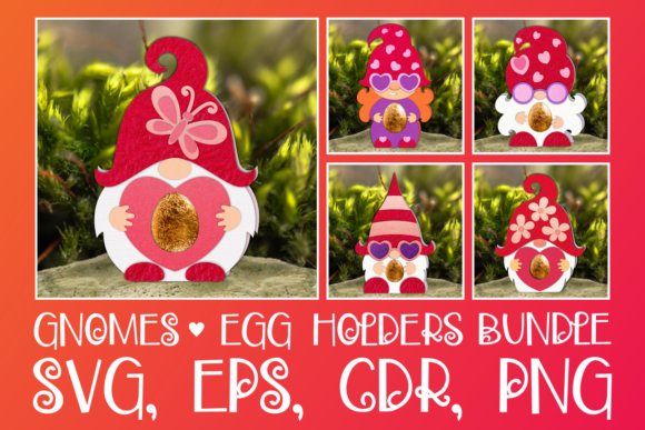 Gnomes Valentine Egg Holders: 3D SVG Shapes