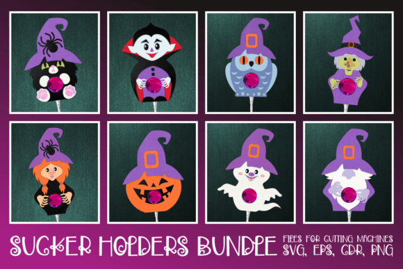 Halloween Sucker Holders Bundle: 3D SVG Shapes
