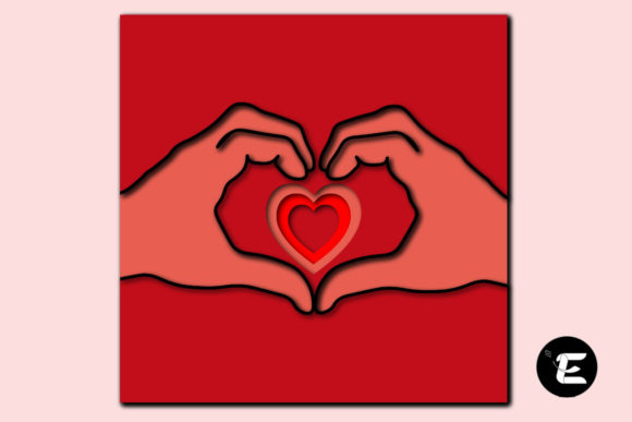 Hands Making Heart Symbol 3D SVG for Shadow Boxes