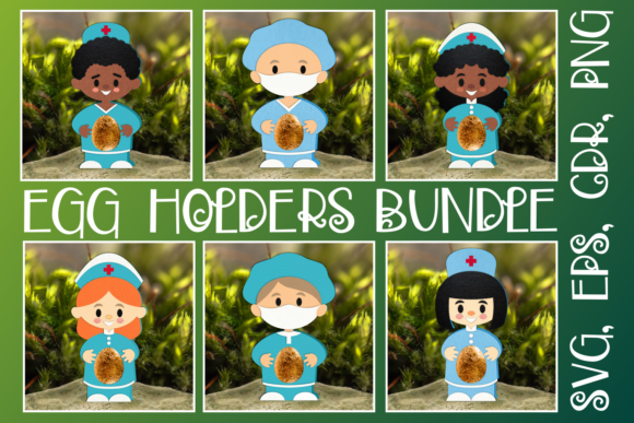 Health Staff Egg Holders Bundle: 3D SVG Shapes