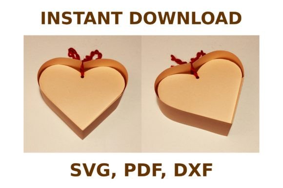 Heart Box Template: 3D SVG Shapes for Digital Sales