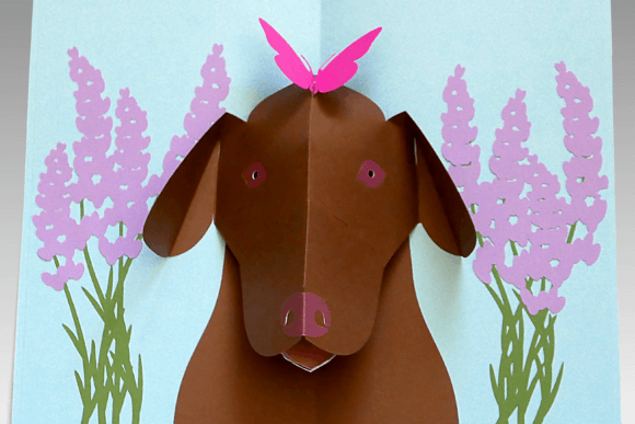 Labrador with Lavender Pop-up Card: 3D SVG for Animals
