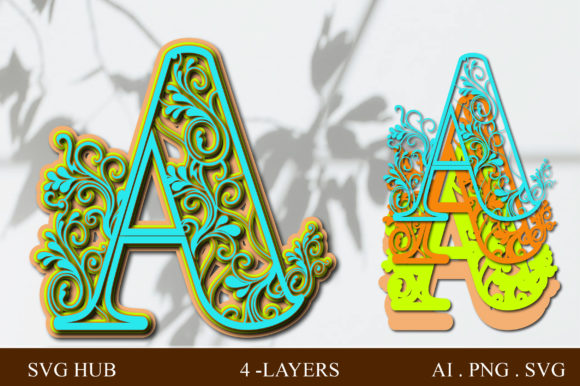 Layered Floral Letter A: 3D SVG Shapes Review