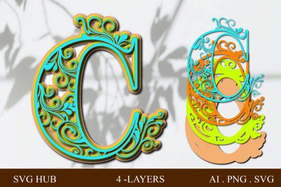 Layered Floral Letter C: 3D SVG Shapes Review