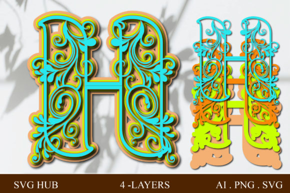 Layered Floral Letter H: 3D SVG Shapes Review