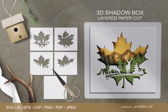 Maple Leaf Shadow Box: 3D SVG for Layered Papercut
