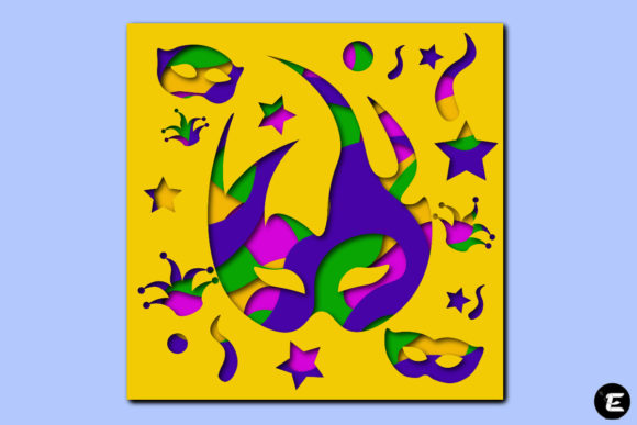 Mardi Gras 3D SVG for Shadow Box Design