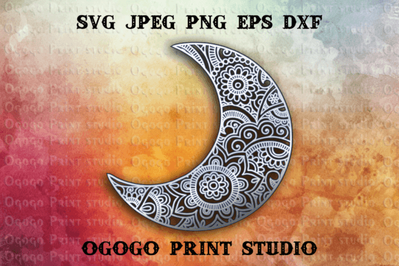 Moon 3D SVG: Layered Mandala for Home Décor