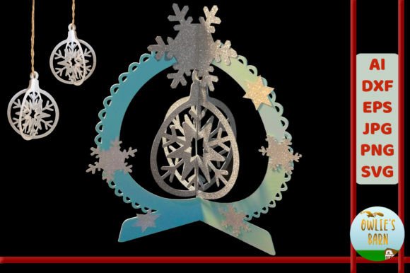 Ornament with Snowflake Bauble: 3D SVG for Christmas
