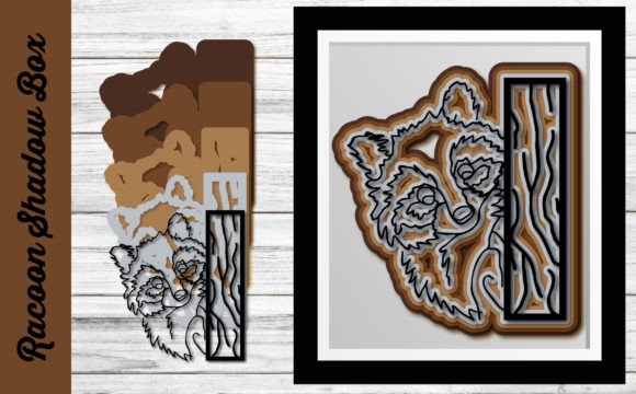 Racoon Shadow Box 3D SVG for Creative Sales