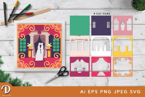 Romantic Couple 3D SVG for Shadow Boxes