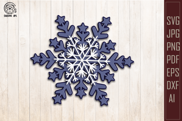 Snowflake 3D Layer SVG for Christmas Branding