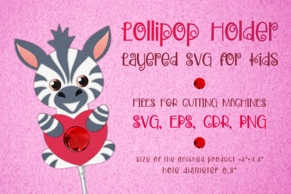 Zebra Valentine Lollipop Holder: 3D SVG Shapes